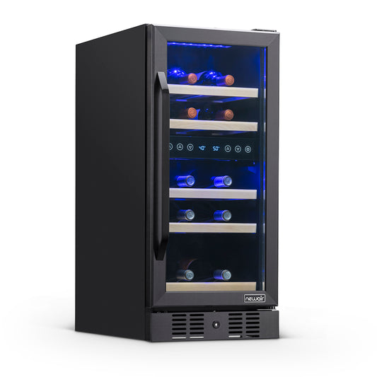 Newair 15” Built-in 29 Bottle Dual Zone Wine Fridge in Black Stainless Steel Wine Coolers